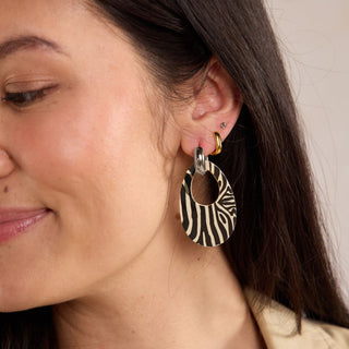 Ecru & Brown Zebra Olivia - Nickel & Suede