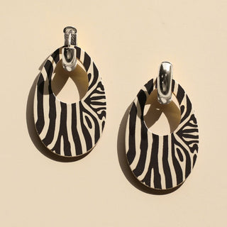 Ecru & Brown Zebra Olivia - Nickel & Suede