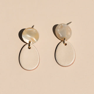 Ecru Mia Mini Drop Leather Earrings - Nickel & Suede