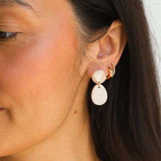 Ecru Mia Mini Drop Leather Earrings - Nickel & Suede