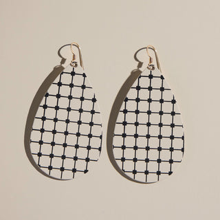 Ecru Quilted Teardrops - Nickel & Suede