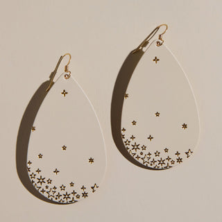 Ecru Starscape Teardrops - Nickel & Suede