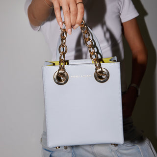 Emilia Mini Tote in Morning Fog - Nickel & Suede