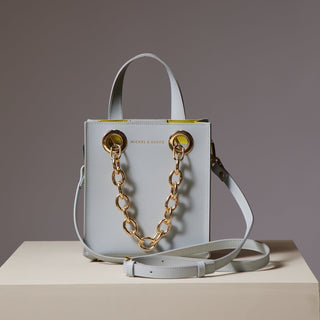 Emilia Mini Tote in Morning Fog - Nickel & Suede