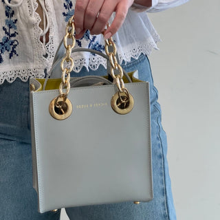 Emilia Mini Tote in Morning Fog - Nickel & Suede