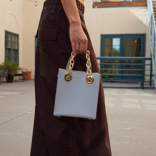 Emilia Mini Tote in Morning Fog - Nickel & Suede