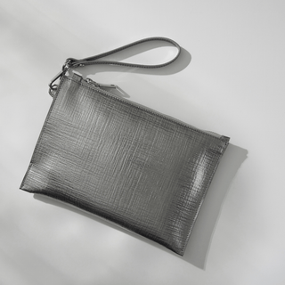 Etched Silver Prima Wristlet - Nickel & Suede