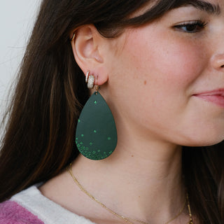 Evergreen Starscape Teardrops - Nickel & Suede