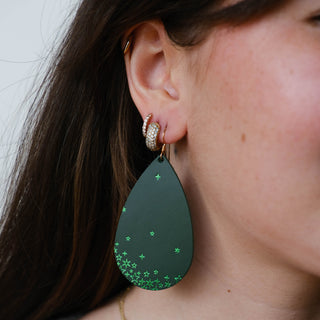 Evergreen Starscape Teardrops - Nickel & Suede