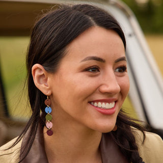 Fall Multicolor Sylvie Leather Dangle Earrings - Nickel & Suede