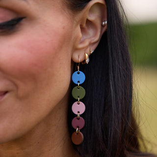 Fall Multicolor Sylvie Leather Dangle Earrings - Nickel & Suede
