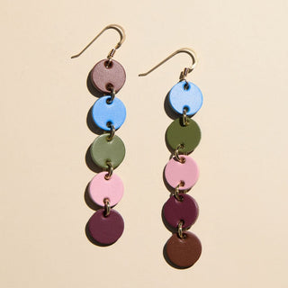 Fall Multicolor Sylvie Leather Dangle Earrings - Nickel & Suede