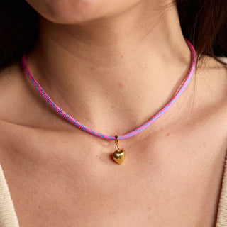 Flamingo Minimalist Cord Necklace - Nickel & Suede