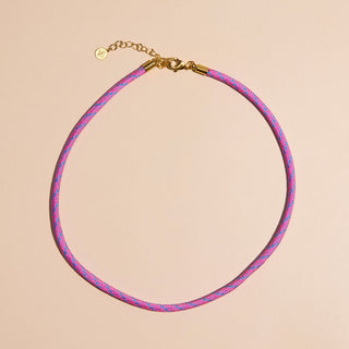 Flamingo Minimalist Cord Necklace - Nickel & Suede