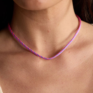 Flamingo Minimalist Cord Necklace - Nickel & Suede