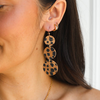 Freckled Cork Dottie Leather Disc Earrings - Nickel & Suede