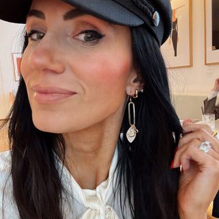 Frosted Pearl Colette - Nickel & Suede