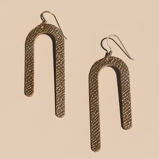 Gala Gold Nara Asymmetrical Arch Earrings - Nickel & Suede