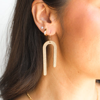 Gala Gold Nara Asymmetrical Arch Earrings - Nickel & Suede