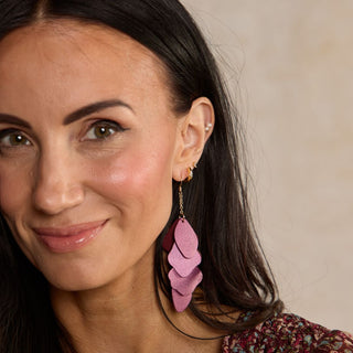 Garnet Shimmer Suede Florence Leather Dangle Earrings - Nickel & Suede