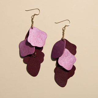 Garnet Shimmer Suede Florence Leather Dangle Earrings - Nickel & Suede