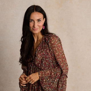 Garnet Shimmer Suede Weston Leather Drop Earrings - Nickel & Suede
