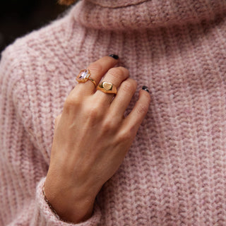 Girlfriend Signet Ring - Nickel & Suede