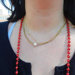 "Go Big Red" Initial Necklace - University of Nebraska - Nickel & Suede