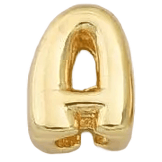 Gold A Initial Bubble Letter Bead - Nickel & Suede