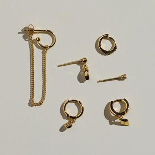 Gold Assorted Dainty Earrings Set - Nickel & Suede