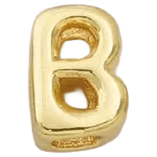 Gold B Initial Bubble Letter Bead - Nickel & Suede