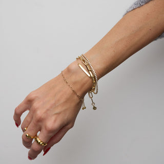 Gold Bar Bolo Bracelet - Nickel & Suede