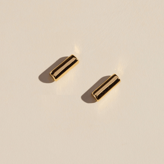 Gold Bar Studs - Nickel & Suede