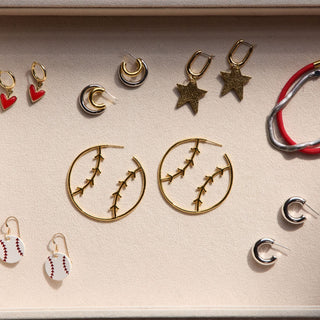 Gold Baseball Hoops - Nickel & Suede