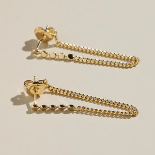 Gold Beaded Drop Statement Earrings - Nickel & Suede