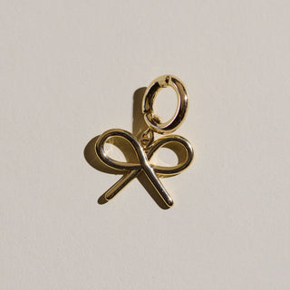 Gold Bow Charm - Nickel & Suede