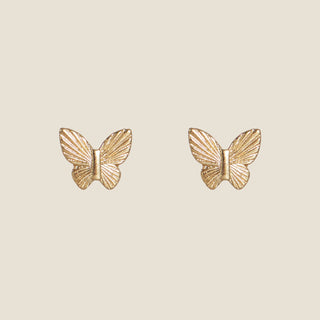 Gold Butterfly Studs - Nickel & Suede