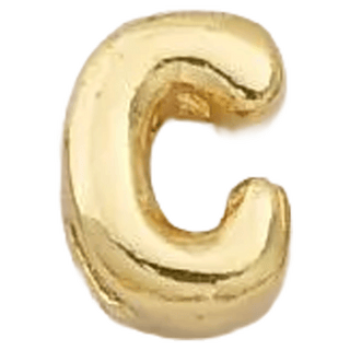 Gold C Initial Bubble Letter Bead - Nickel & Suede