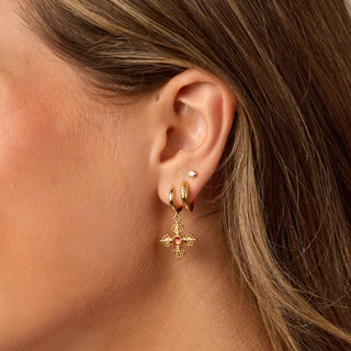 Gold Celestial Waterproof Huggie Earrings - Nickel & Suede