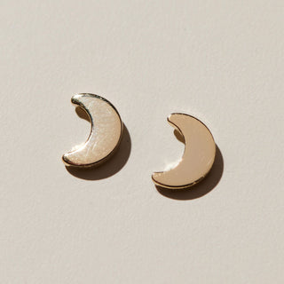 Gold Crescent Studs - Nickel & Suede