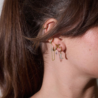 Gold Crescent Studs - Nickel & Suede