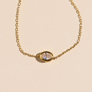 Gold CZ Bezel Waterproof Pendant Bracelet - Nickel & Suede