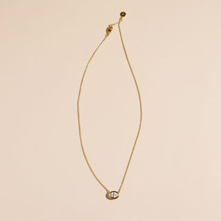 Gold CZ Bezel Waterproof Pendant Necklace - Nickel & Suede