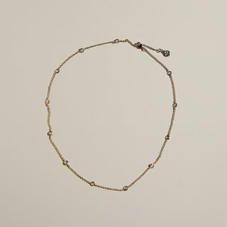 Gold CZ Delicate Saturn Chain Necklace - Nickel & Suede