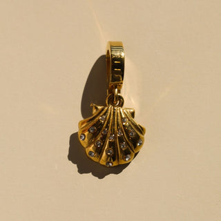 Gold CZ Shell Bikini Charm - Nickel & Suede