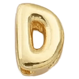 Gold D Initial Bubble Letter Bead - Nickel & Suede