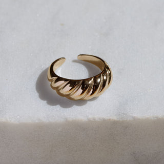 Gold DNA Twist Ring - Nickel & Suede