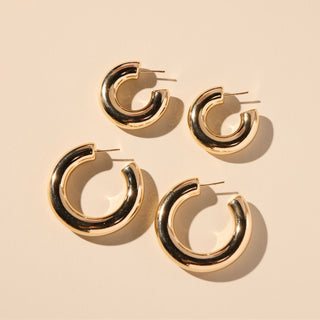 Gold Donut Hoops - Nickel & Suede