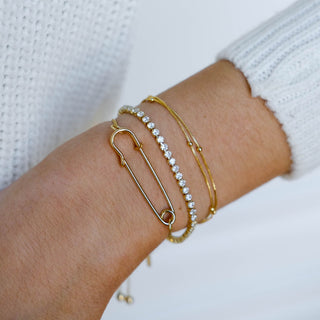 Gold Double Layer Saturn Chain Bracelet - Nickel & Suede