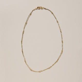 Gold Double Layer Saturn Chain Necklace - Nickel & Suede